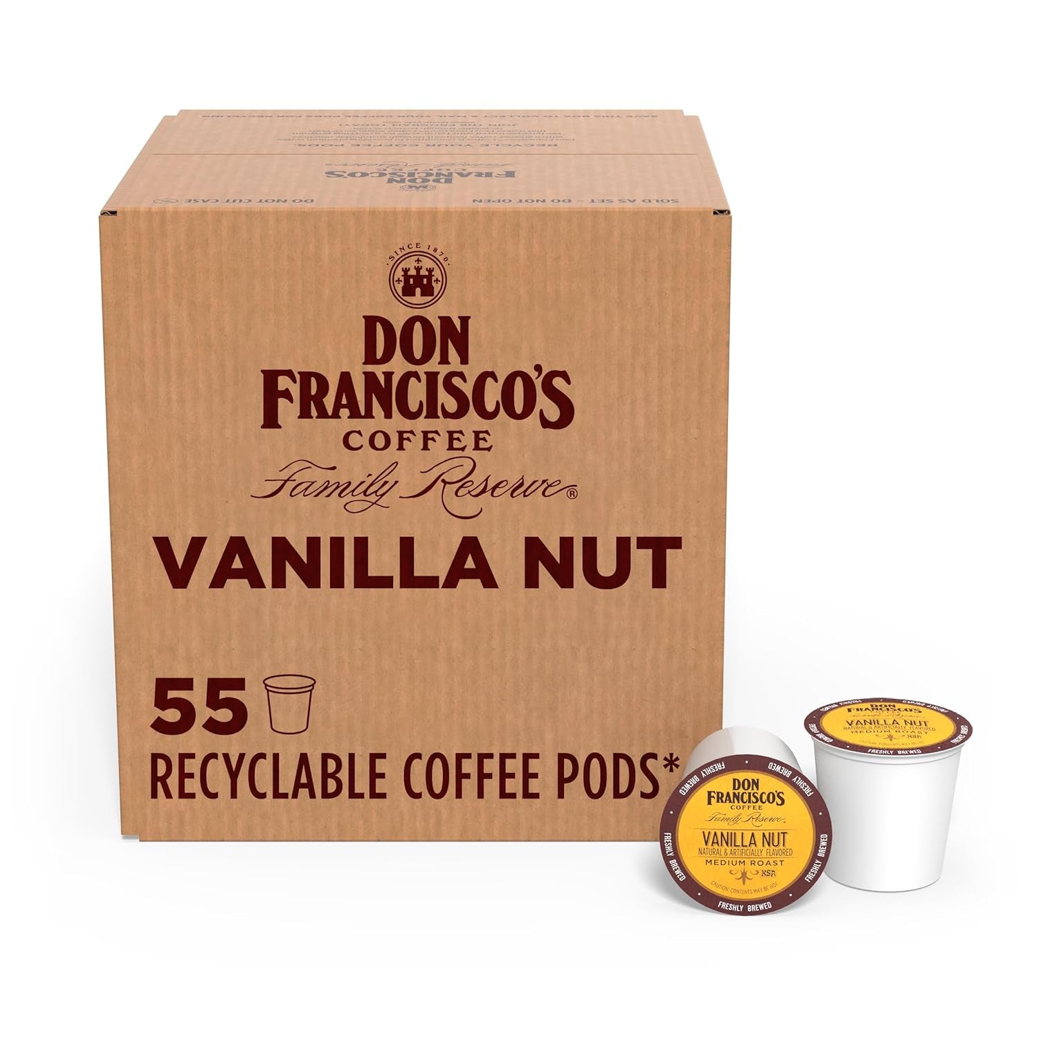 Vanilla Nut Single Serve Coffee Pods, Medium Roast, 55Ct | Compatible with Keurig Coffee Pod Brewers, 100% Arabica Coffee, Convenient Single Serve Brewing, Fresh Brew in Every Cup